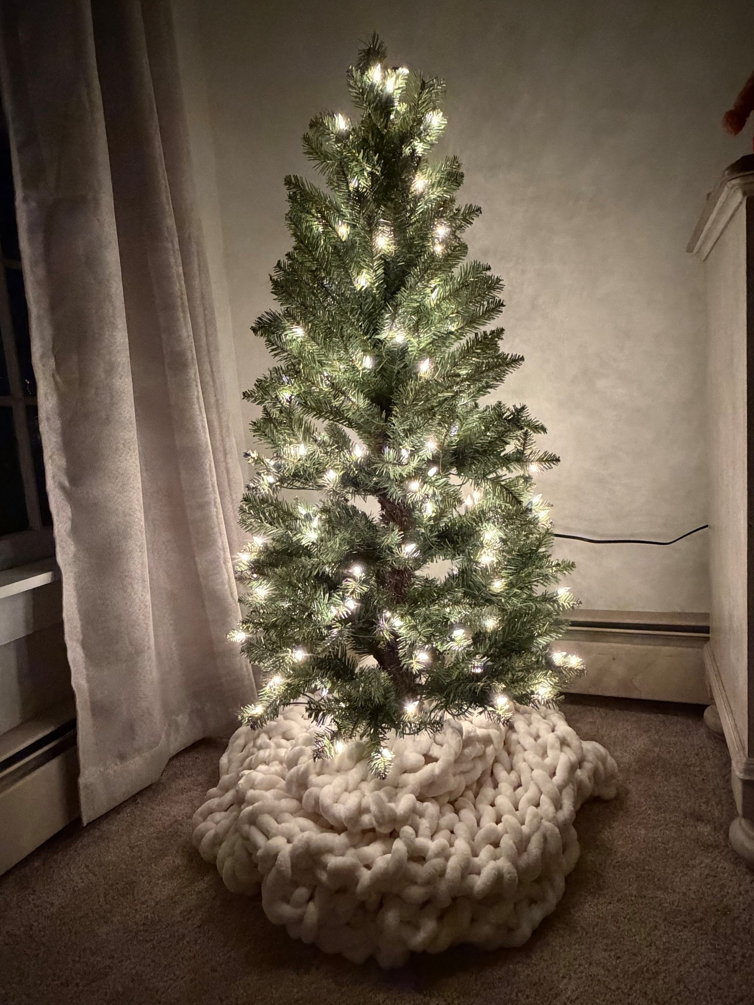 Cutie Christmas tree perfect for a bedroom or any small space. This is the 4.5 foot.  Blanket is 40”x50” in the color cream🎄✨

#LTKCyberWeek #LTKHome #LTKHoliday
