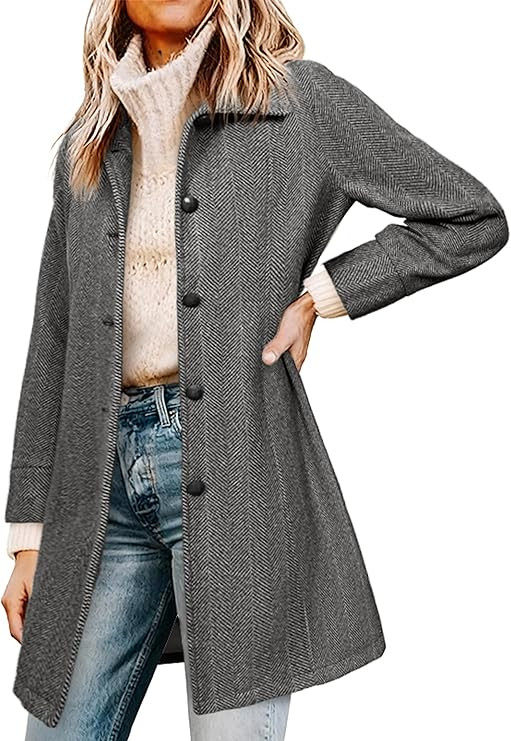 Simplee Womens Coat Fall Winter Long Jackets Single Breasted Lapel Collar Trench Coat | Amazon (US)