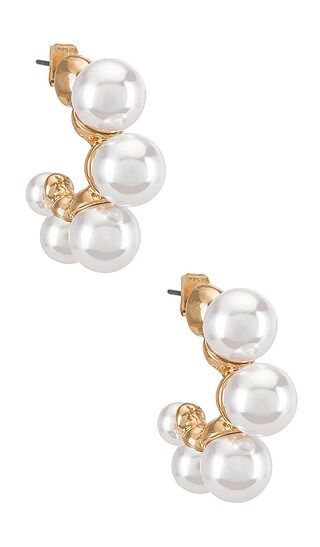 Large Pearl Mini Hoops in Pearl | Revolve Clothing (Global)