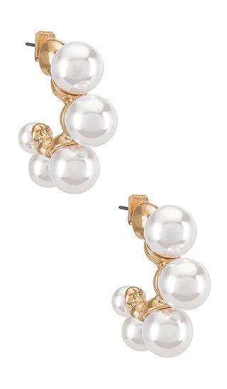 Large Pearl Mini Hoops in Gold | Revolve Clothing (Global)