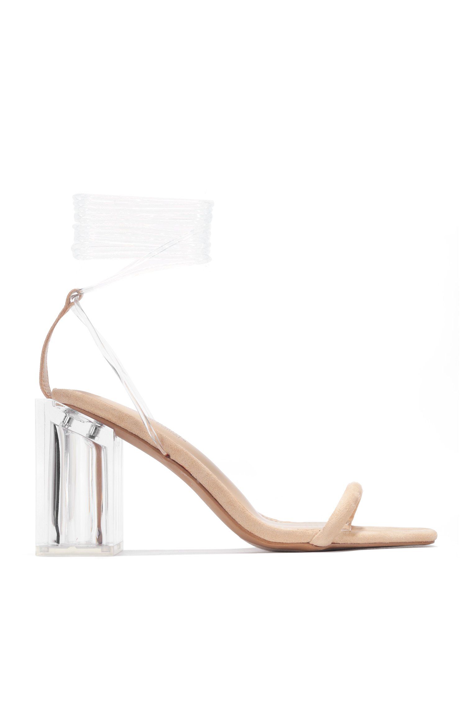 Michelle Parker Lets Tie Up Clear Chunky Strappy Block Heel Transparent Sandals | Walmart (US)