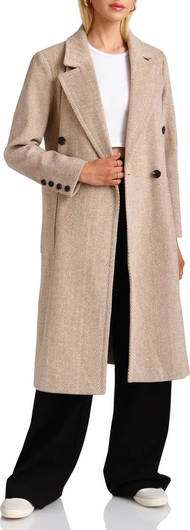 Double Breasted Herringbone Patch Pocket Coat | Nordstrom