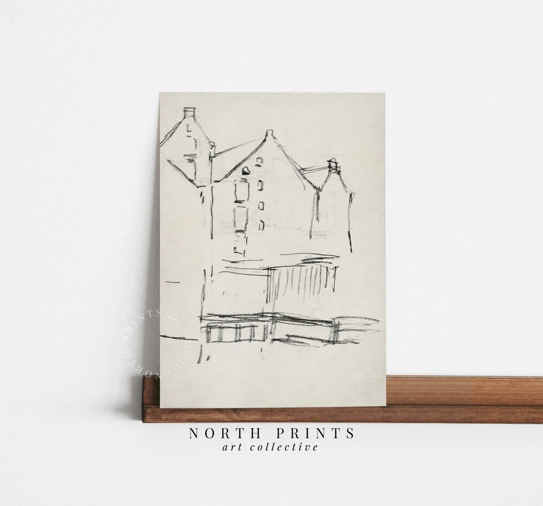Amsterdam Architecture Sketch | Minimalist Interior Design Staging Wall Art PRINTABLE Neutral | D... | Etsy (US)