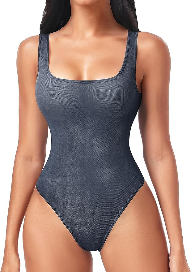 OLCHEE Womens Shapewear Bodysuit Tummy Control Seamless Ribbed Mock Neck Sleeveless Sliming Body ... | Amazon (US)