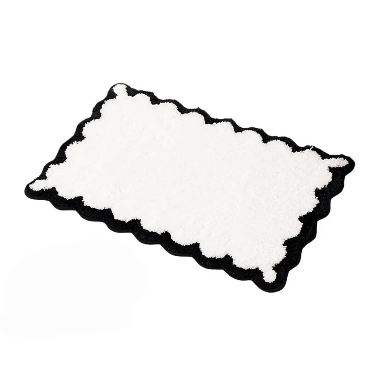 White Scalloped Bathing Mat, New Microfiber-cotton Scallop Bathroom Rugs, Cozy Household Shower M... | Walmart (US)