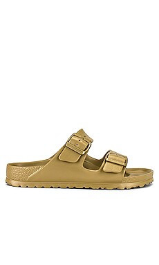 BIRKENSTOCK Arizona EVA Sandal in Metallic Gold from Revolve.com | Revolve Clothing (Global)