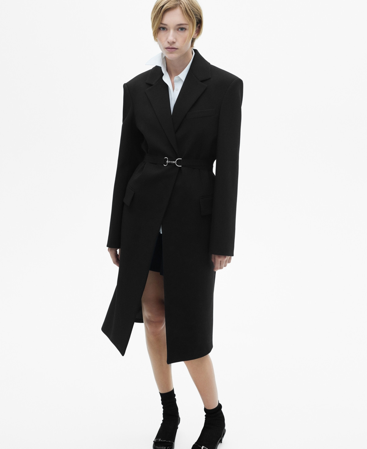 Mango Women's Structured Double Fabric Coat - Black | Macy's