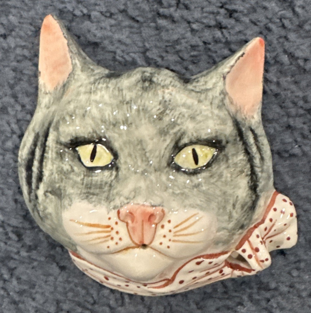 Vintage Babbacombe Pottery Cat Face String And Scissors Wall Hanging Craft | eBay US