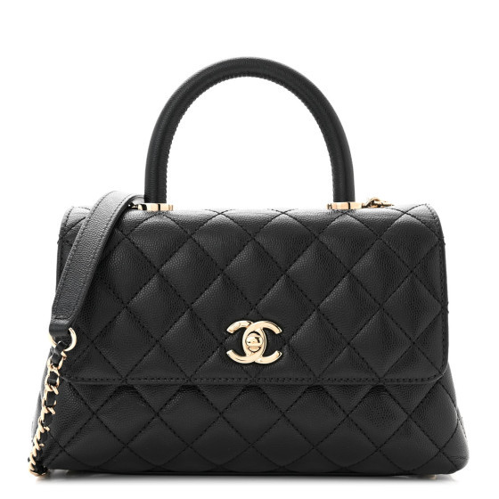 Chanel Caviar Quilted Mini Coco Handle Flap Black | FASHIONPHILE (US)