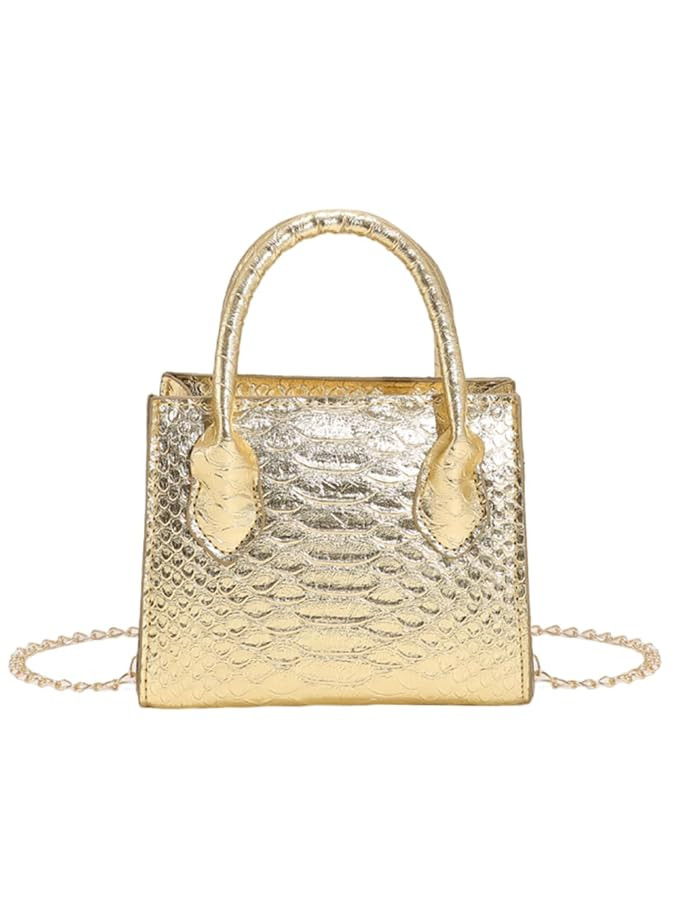 GORGLITTER Women's Small Crossbody Bag Mini Purse Metallic Crocodile Print Double Handle Satchel ... | Amazon (US)