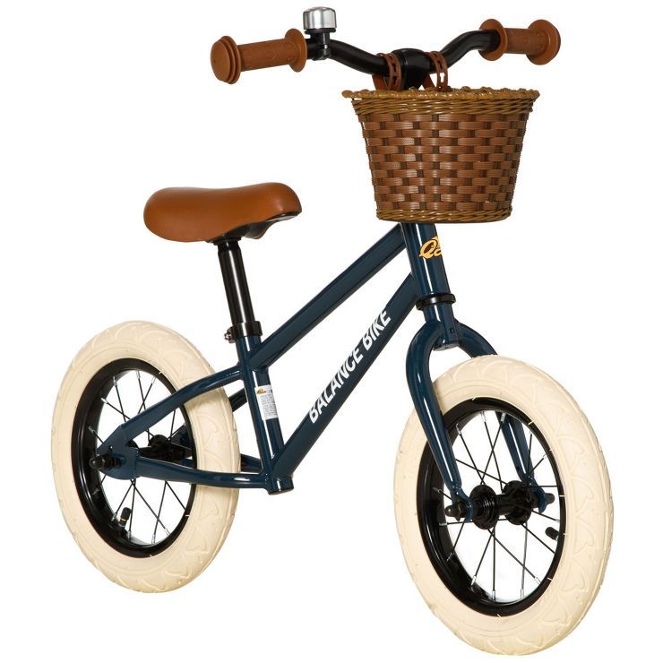 Qaba Kids Balance Bike Toddler No Pedal Bicycle for 3-6 Year Old with Adjustable Handlebar, Baske... | Target