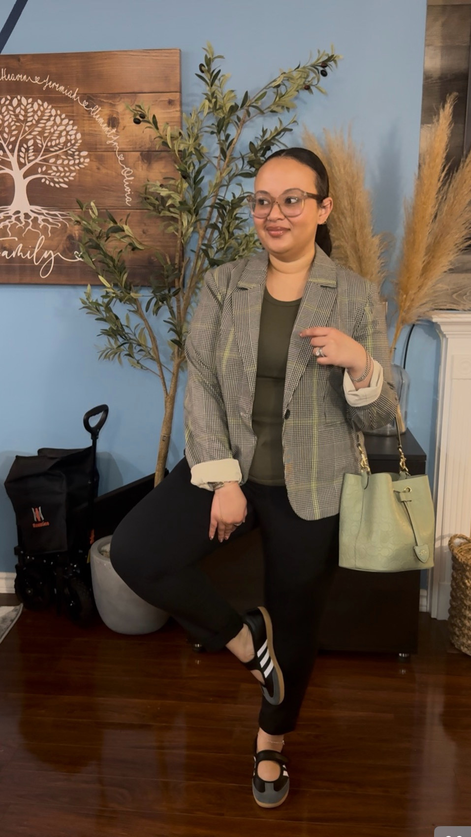 Business casual work wear. 
Blazer: L
Pants: M petite 
Shoes: 6.5 
#blazeroutfit #workwear #adidas

#LTKootd #LTKPetite #LTKMidsize