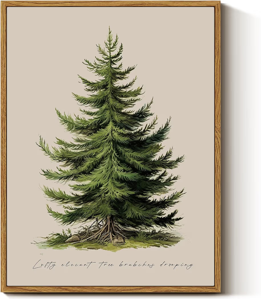 InSimSea Christmas Decor Framed Wall Art, Christmas tree Canvas Painting, elegant Holiday decor U... | Amazon (US)