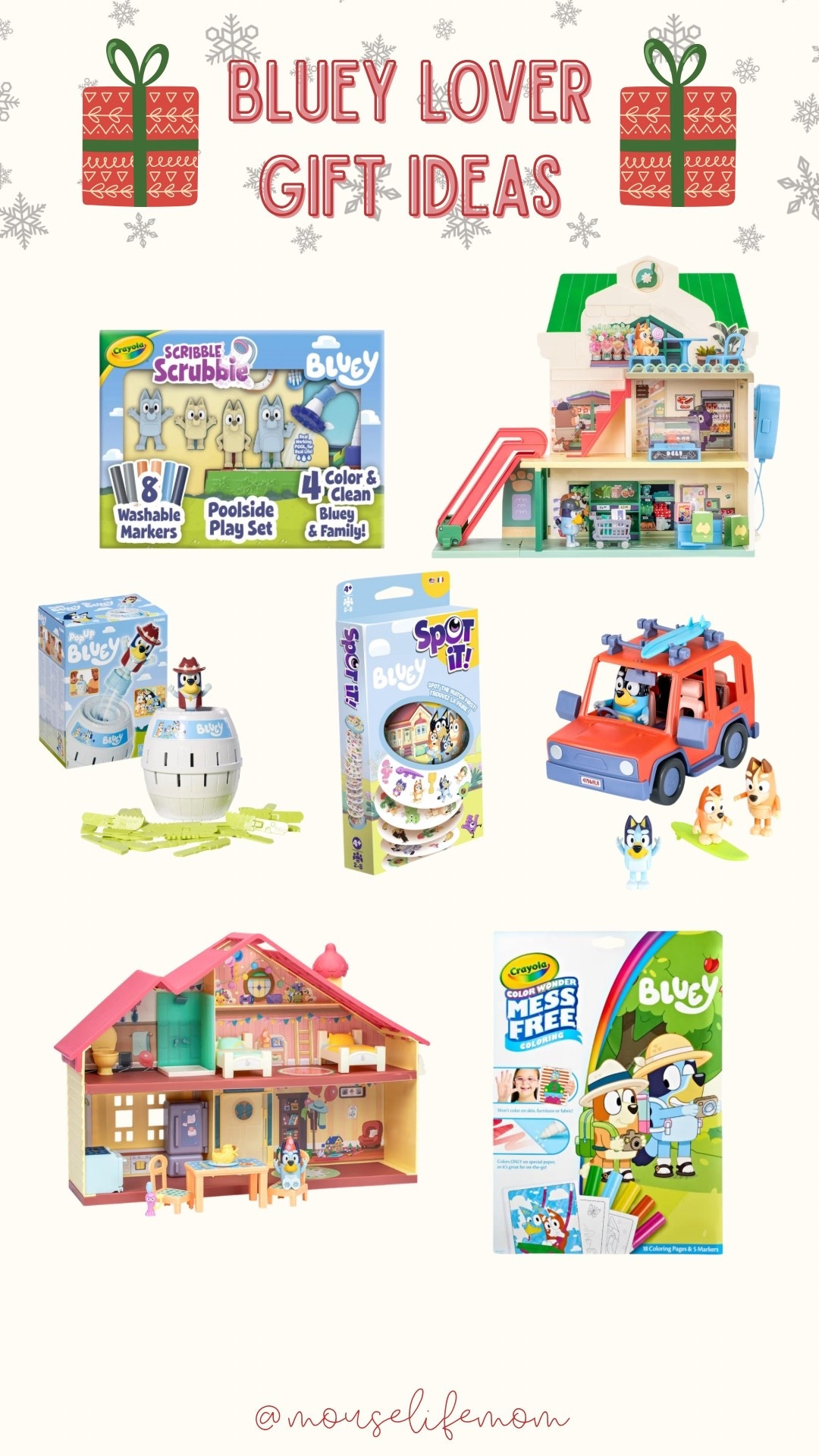 If you’ve got Bluey lovers, here are some gift ideas!! We have the different versions of the Pop Up Bluey and Spot It, but those are both such fun games! We got the Scribble Scrubbies and Bluey mess free coloring for Christmas! We have the house and car already and the kids play with it all the time! 

#LTKKids #LTKGiftGuide #LTKmomlife