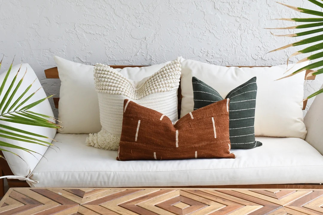 Green Brown Beige Boho Pillow Cover Combo  Sofa Pillow Set  - Etsy | Etsy (US)