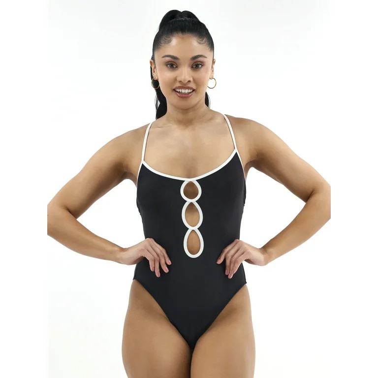 No Boundaries Women's and Women's Plus Scoop Neck One Piece Swimsuit, Sizes XXS-XXL - Walmart.com | Walmart (US)