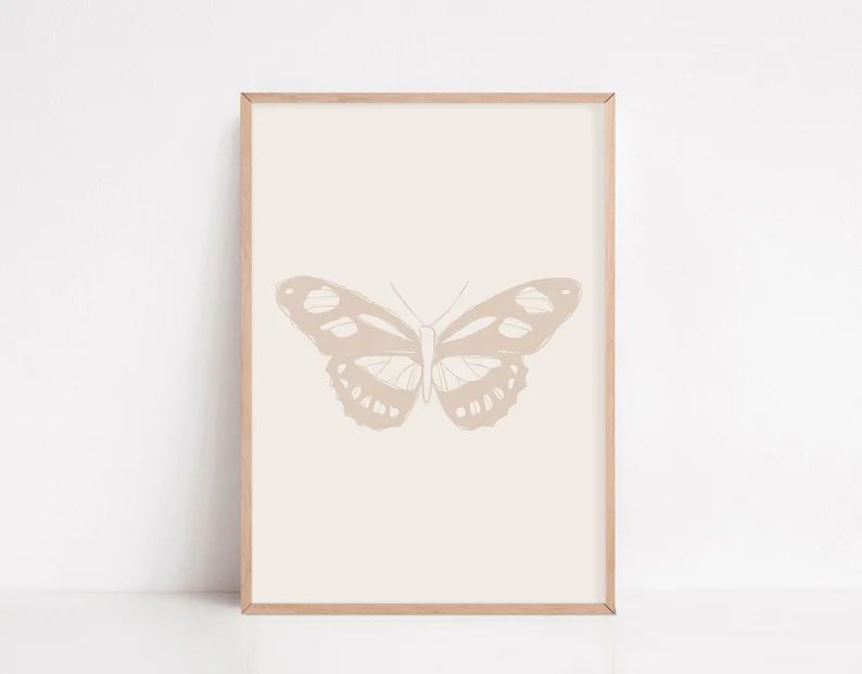 Neutral Butterfly Art  Line Art Print  Abstract Printable | Etsy | Etsy (US)