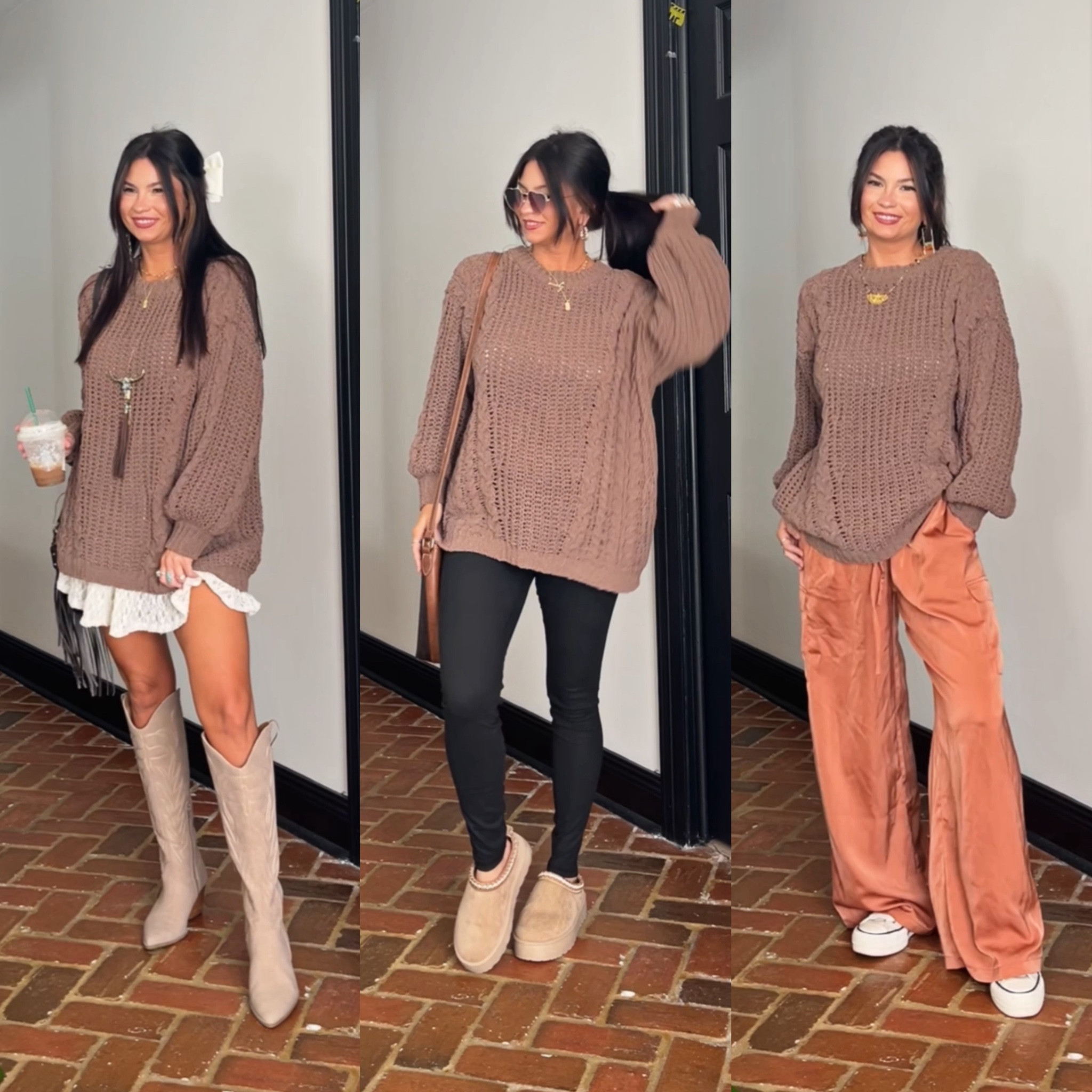 One sweater styled multiple ways! Does have an oversized fit! Wearing size xs in all 🫶🏻 discount code LORI for 20% off

#LTKStyleTip #LTKShoeCrush #LTKSeasonal