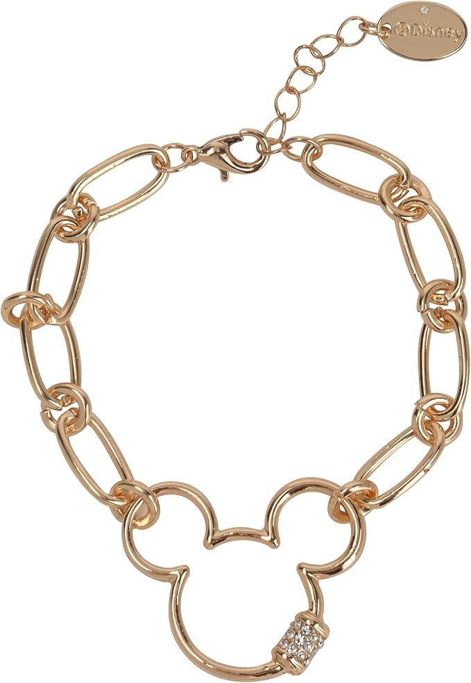 Disney Mickey Mouse Silhouette Chain Link Bracelet for Women, Girls in Authentic Jewelry Gift Box... | Amazon (US)