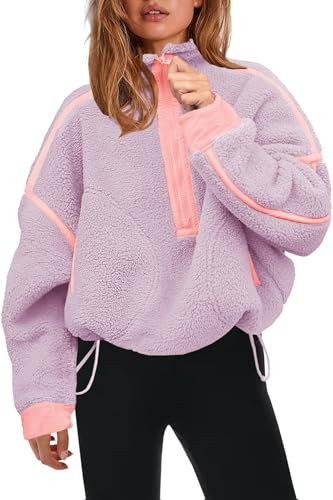 Panadila Womens Half Zip Sherpa Fleece Pullover Soft Oversized Sweatshirt with Pockets Warm Fuzzy... | Amazon (US)