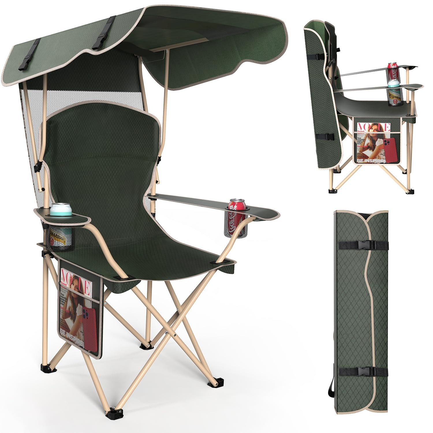 Portable Camping Chair with Canopy - Folding Chair with Canopy, Durable 600D Oxford Canopy Chair ... | Amazon (US)
