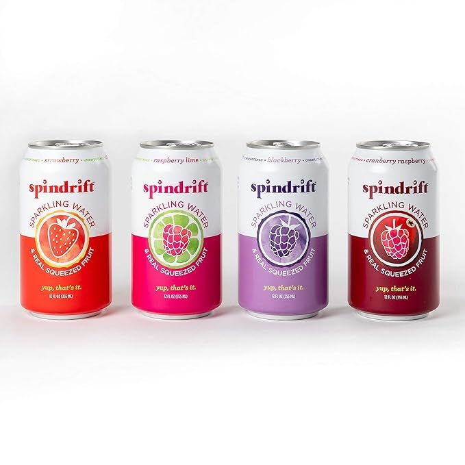 Spindrift Sparkling Water, 4 Flavor Berry Variety Pack, Made with Real Fruit, 12 Fl Oz, Pack of 2... | Amazon (US)