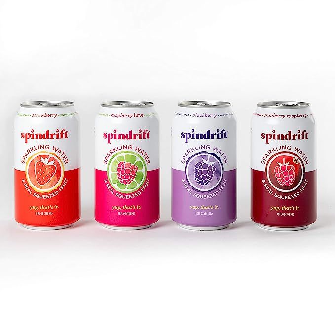 Spindrift Sparkling Water, 4 Flavor Berry Variety Pack, Made with Real Fruit, 12 Fl Oz, Pack of 2... | Amazon (US)