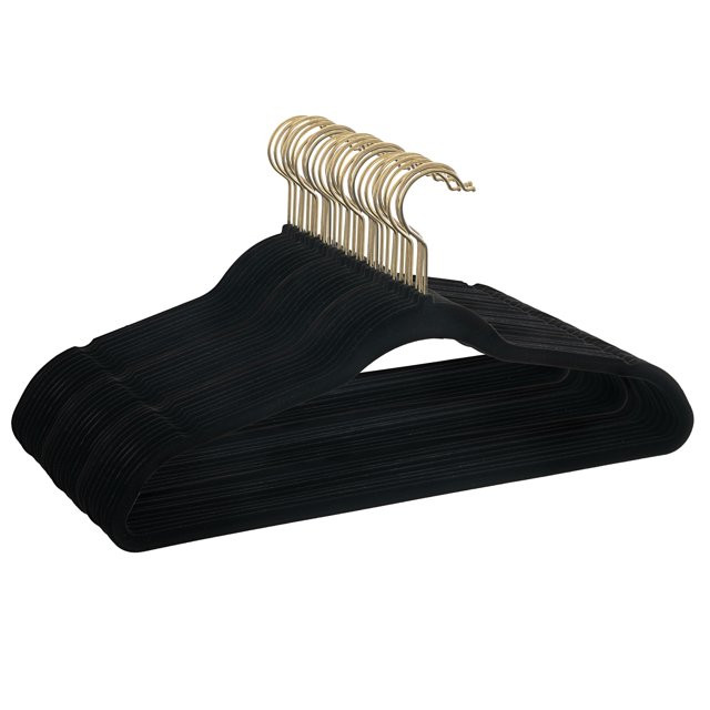 Better Homes & Gardens Non-Slip Velvet Clothing Hangers, 30 Pack, Black, Space Saving | Walmart (US)