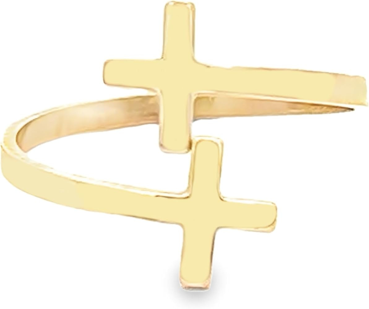 RP 14K Solid Gold Cross Ring for Women | Real 14K Yellow Gold Sizes 6-8 | Amazon (US)