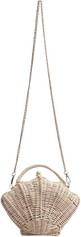 Women Summer Seashell Shape Straw Clutch Purse Woven Handbag Rattan Crossbody Bag for Beach Weddi... | Amazon (US)