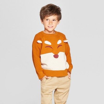Toddler Boys' Fox Sweater - Cat & Jack™ Brown | Target