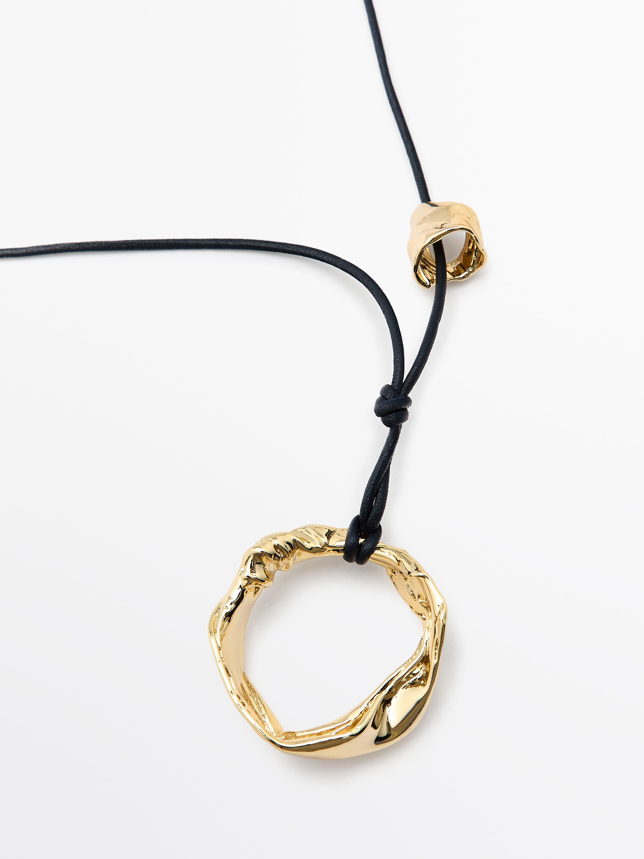 Leather necklace with irregular piece | Massimo Dutti UK