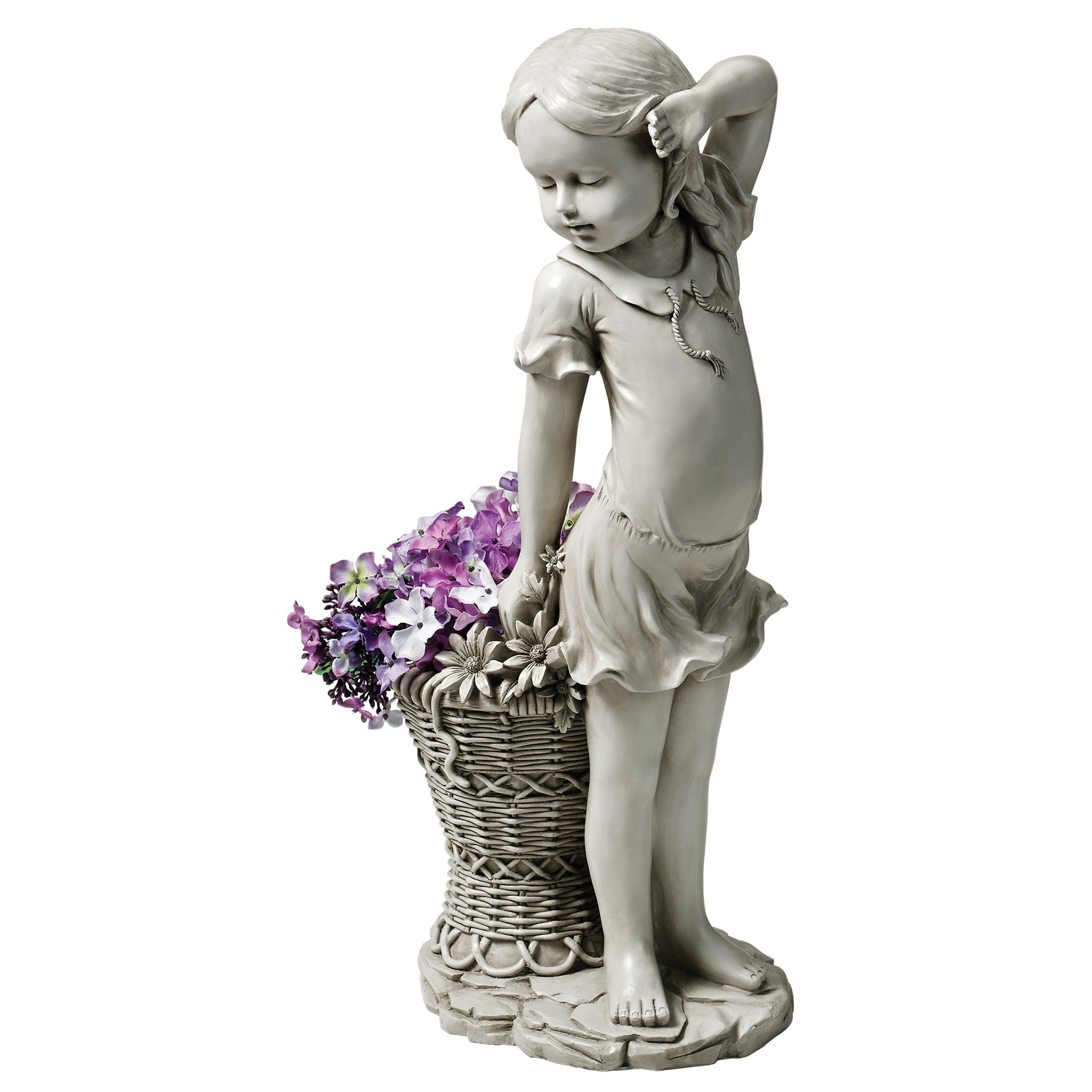 Design Toscano Frances the Flower Girl Outdoor Garden Statue with Planter, 21 Inch Tall, Cast Sto... | Amazon (US)