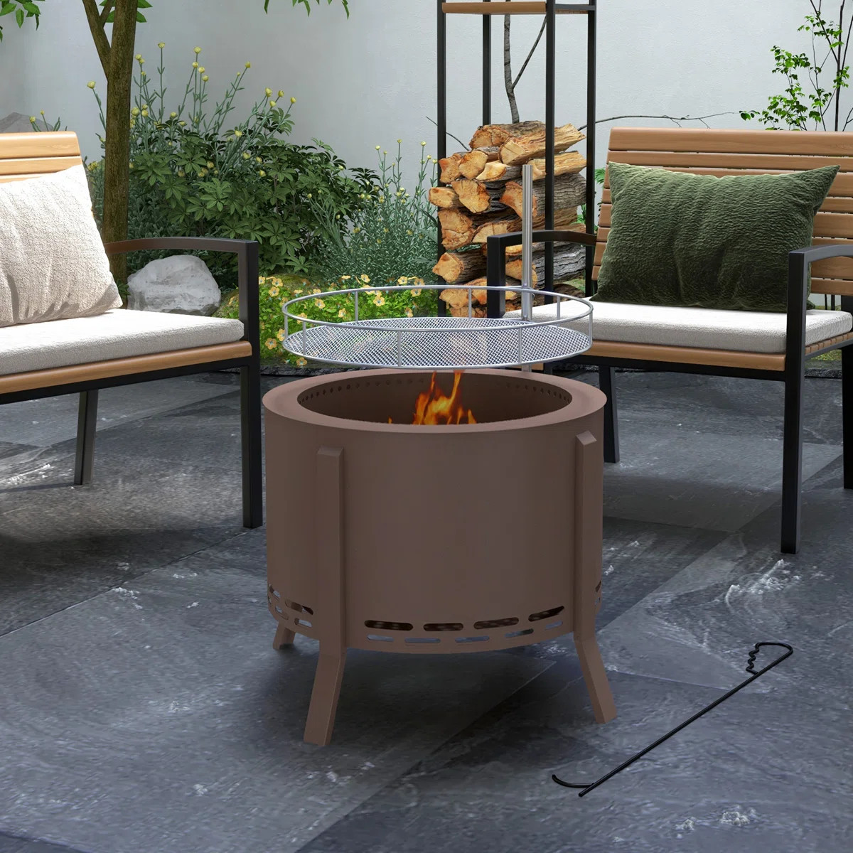 Latitude Run® Avrianna 17" H x 19" W Steel Wood Burning Outdoor Fire Pit | Wayfair | Wayfair North America