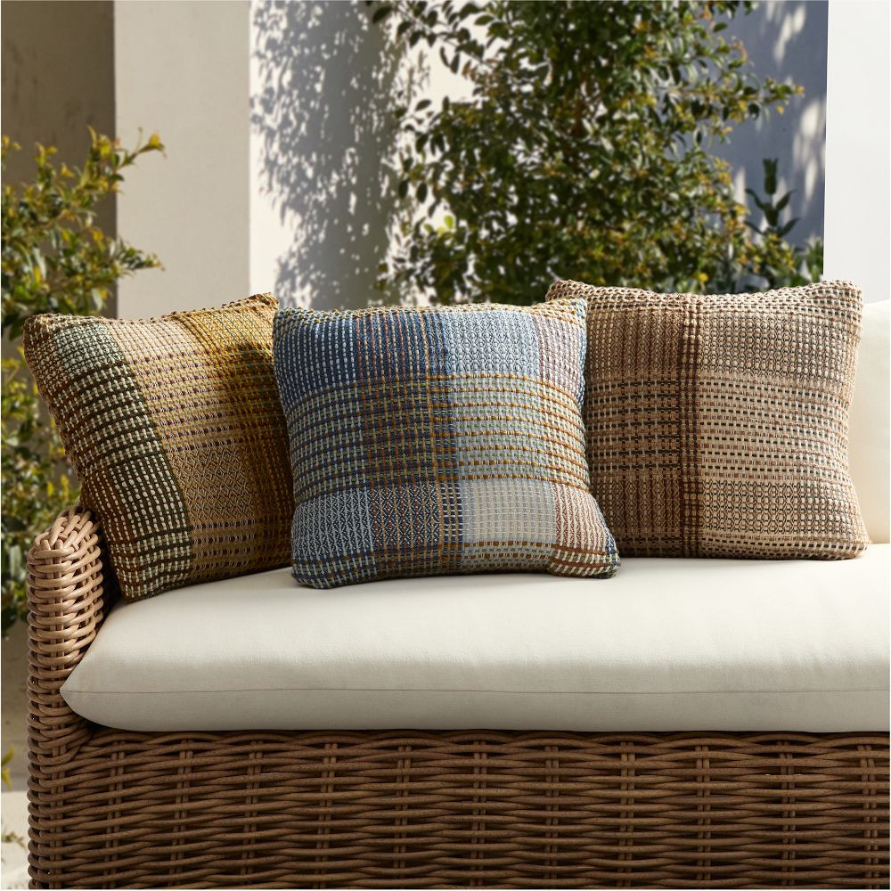 Outdoor Multi Plaid Pillow | West Elm (US)