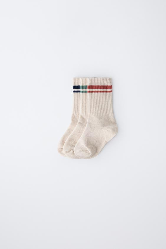 THREE-PACK OF STRIPED MID-CALF SOCKS | Zara US