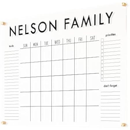 FAMILY NAME CALENDAR Personalized Acrylic Wall Calendar - Personalized Dr… | Amazon (US)