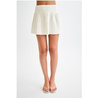 Beverly Knit Pleated Mini Skirt - Ivory I MESHKI I Size XL | MESHKI US