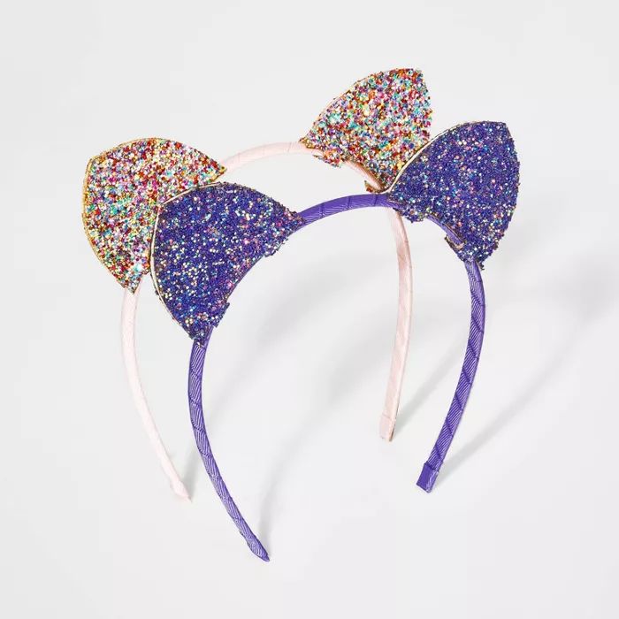 Girls' 2pk Chunky Glitter Cat Ear Headbands - Cat & Jack™ | Target