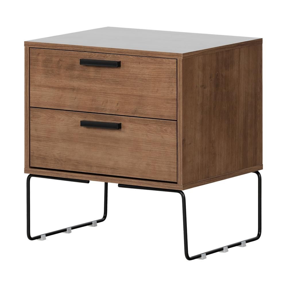 South Shore Slendel 2-Drawer Exotic Wood Nightstand 21.5 in X 15.75 in X 20 in | The Home Depot