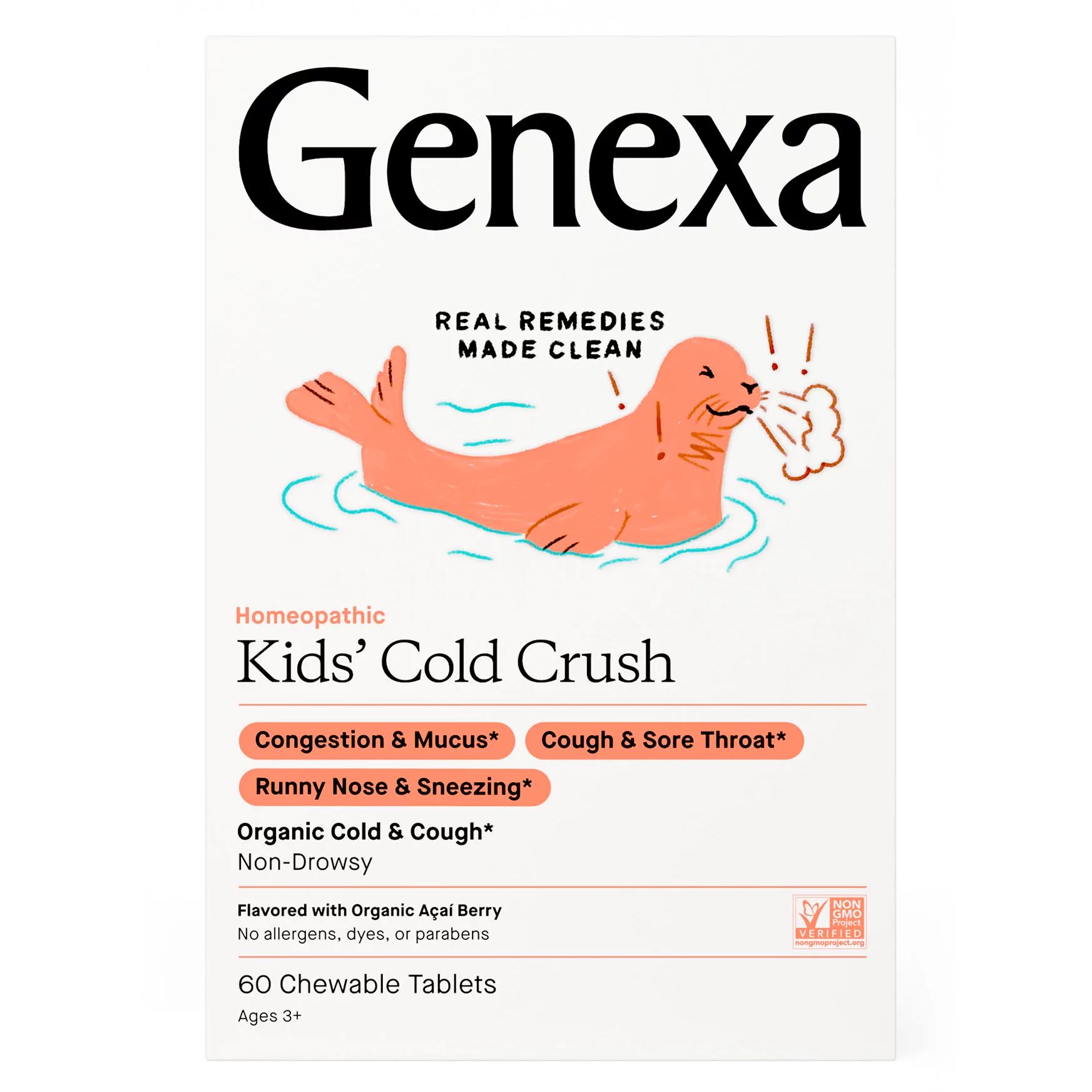 Genexa Kids’ Cold Crush Cough & Cold Medicine Chewable Tablets, 60 Ct - Walmart.com | Walmart (US)