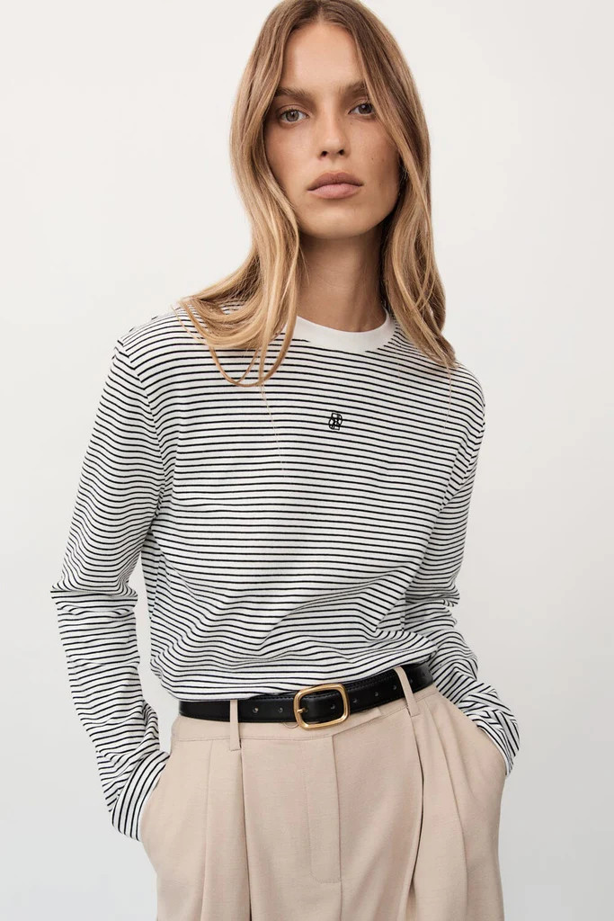 SIGNATURE WHITE STRIPE LONG SLEEVE TEE | DISSH