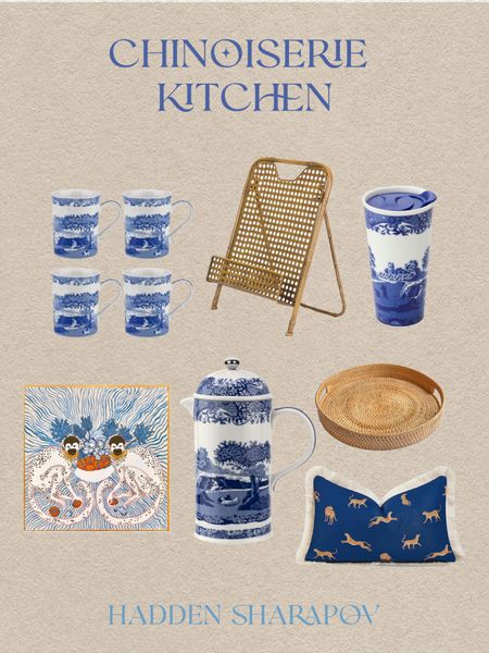 Cutest chinoiserie chic kitchen decor! I can’t get over this coffee french press and cermanic to go mug! 
#chinoiserie #kitchen #decor #blueandwhite #traditionaldecor

#LTKhome #LTKfindsunder100