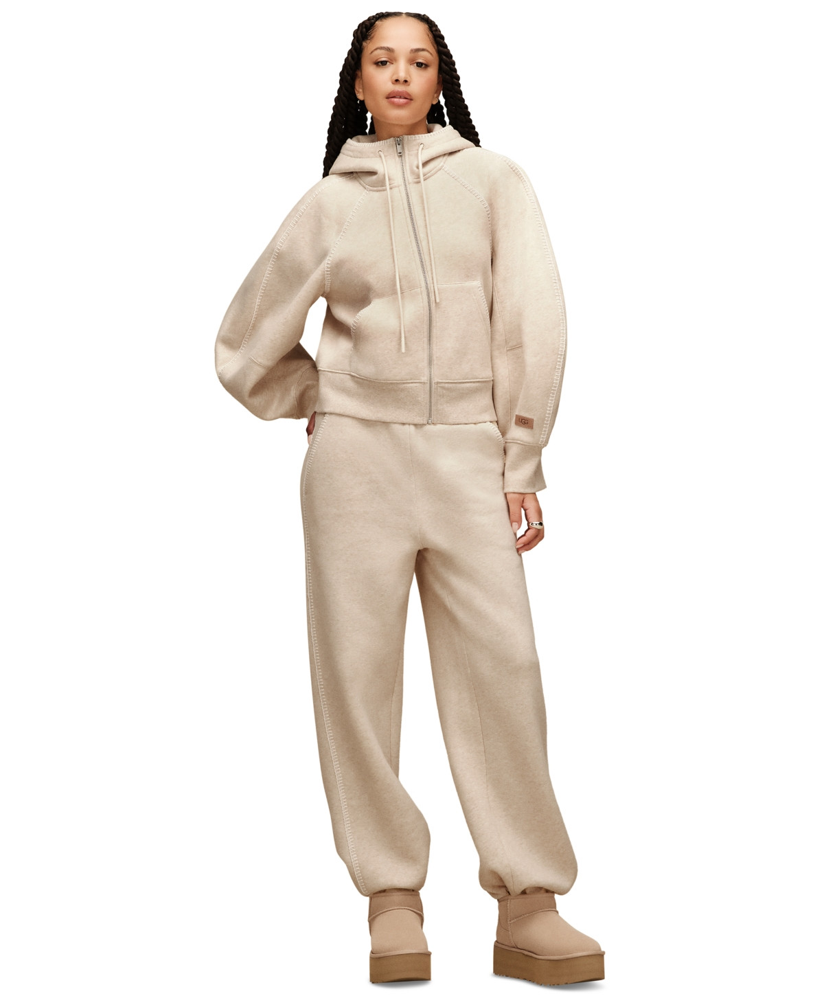Ugg Women's Classic Long-Sleeve Full-Zip Hoodie - Sand Heather | Macy's