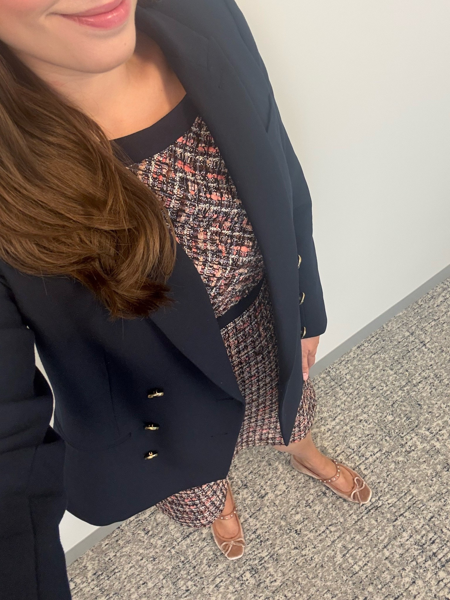 Office style, office outfit, business casual, business professional, tweed dress, gal meets glam, double breasted blazer, navy double breasted blazer, business professional, summer workwear, summer work clothes, summer work outfit

#LTKTall #LTKWorkwear #LTKSeasonal