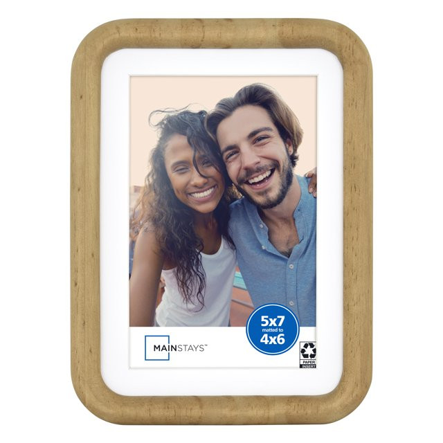 Mainstays 5x7 Matted to 4x6 Rounded Wood Tabletop Picture Frame | Walmart (US)