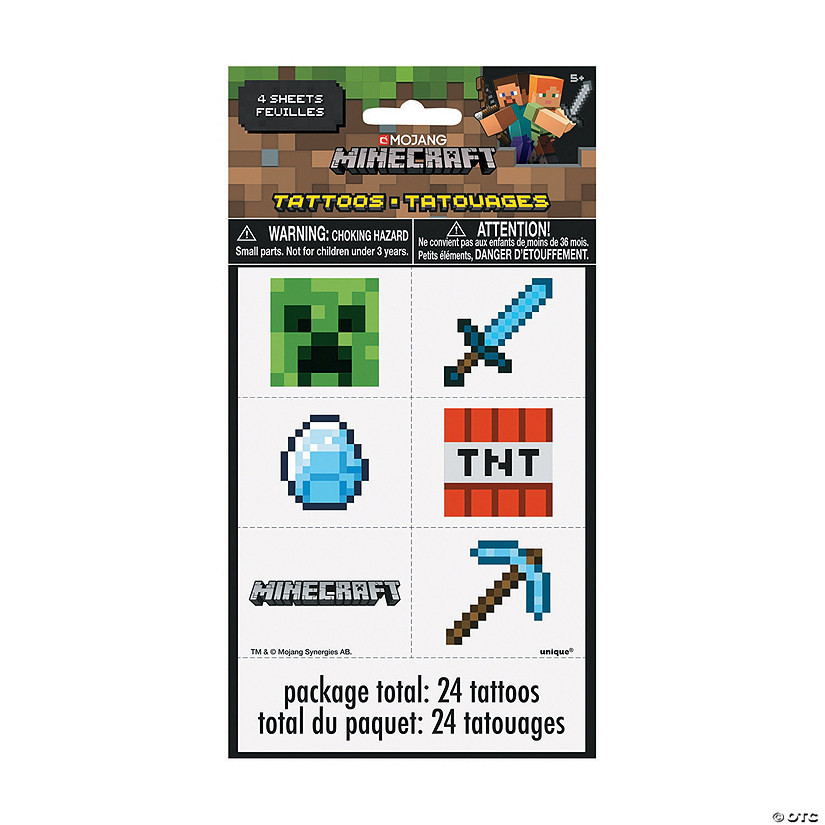 Minecraft® Temporary Tattoos - 24 Pc. | Oriental Trading Company