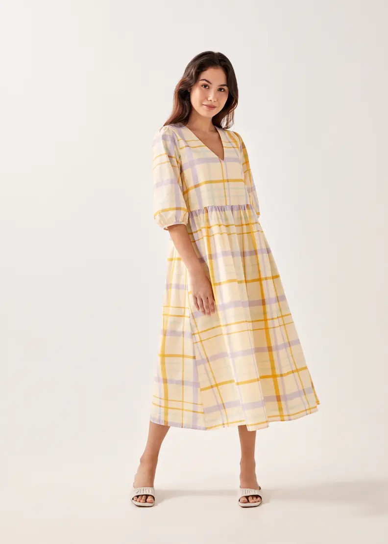 Camellia Gingham Relaxed Midaxi Dress | LOVEBONITO SINGAPORE PTE LTD