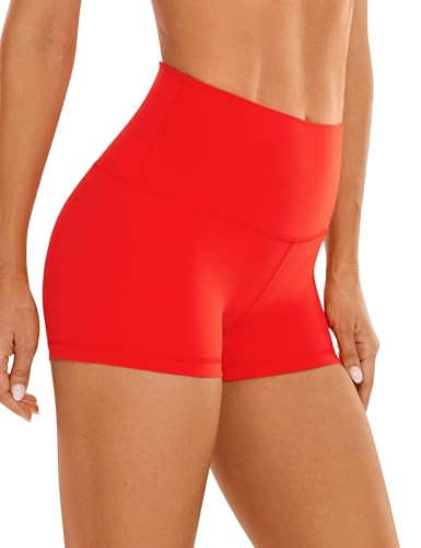 CRZ YOGA Womens Butterluxe Biker Shorts 2.5 Inches - High Waisted Yoga Workout Running Volleyball Spandex Booty Shorts Dark Red Large | Amazon (US)