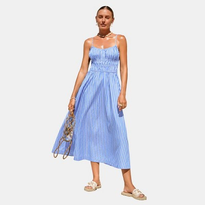 Women's Breezy Striped Beach Maxi Dress - Cupshe-M-Blue | Target